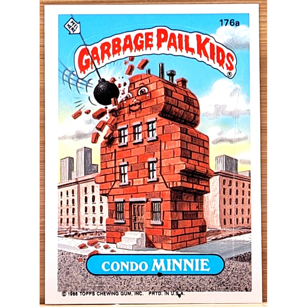 1986 TOPPS GARBAGE PAIL KIDS CONDO MINNIE 176A BLACK INK SPLOTCH ERRORS